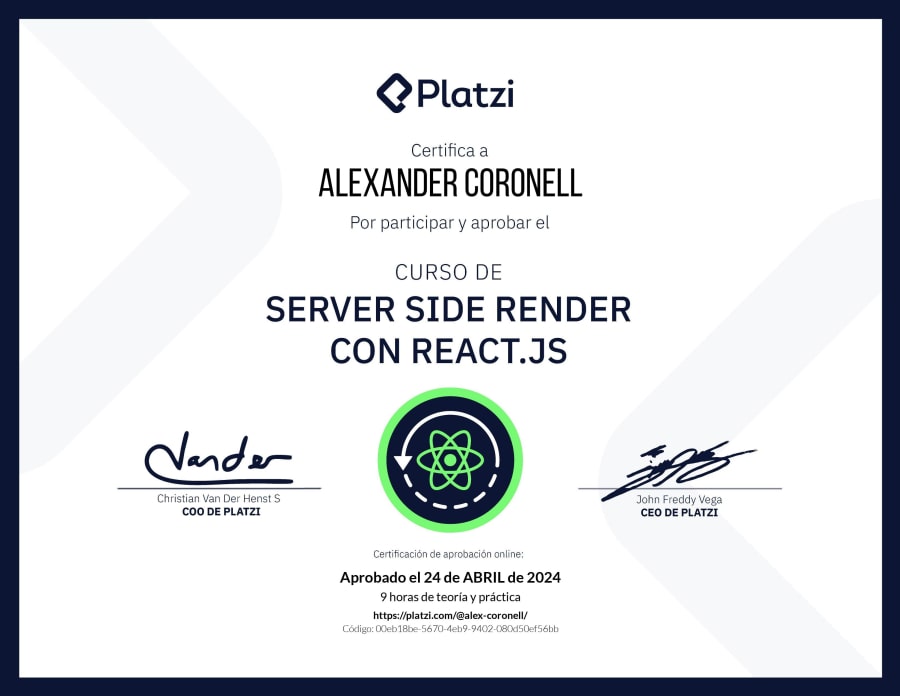 Server Side Render with React.JS course