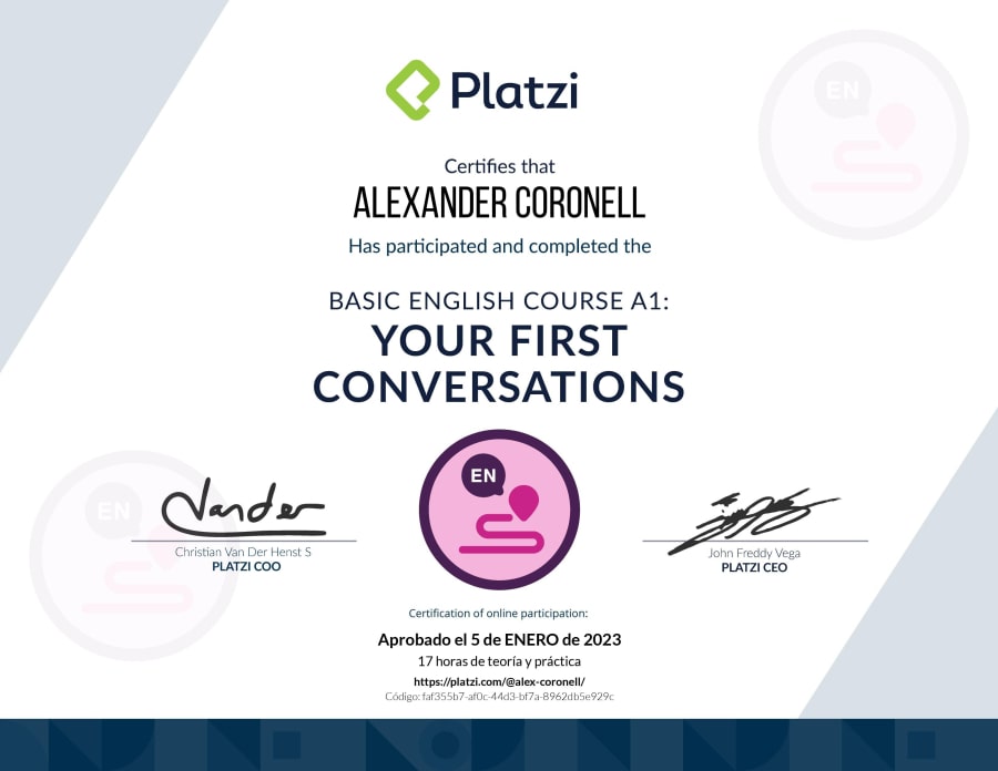 Basic English Course A1 - Your First Conversations