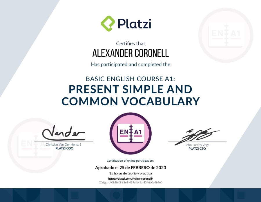 Basic English Course A1 -Present Simple and Common Vocabulary